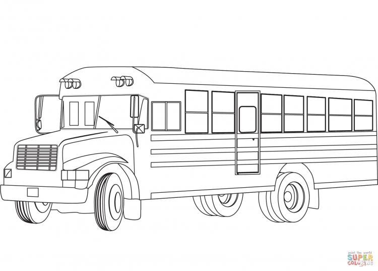 Раскраска автобус в городе