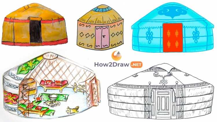 Казахская юрта рисунок