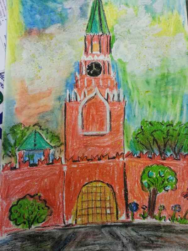 Спасская башня Кремля рисование