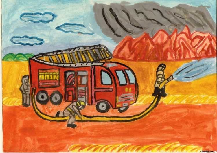 Пожар рисунок легкий