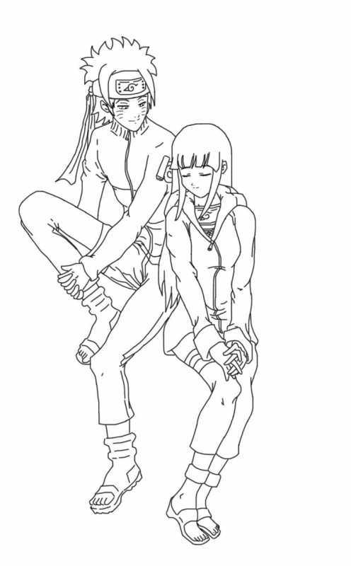 Наруто раскраски Наруто и Хината