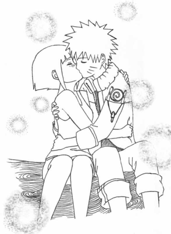 Аниме Наруто и Хината для рисования