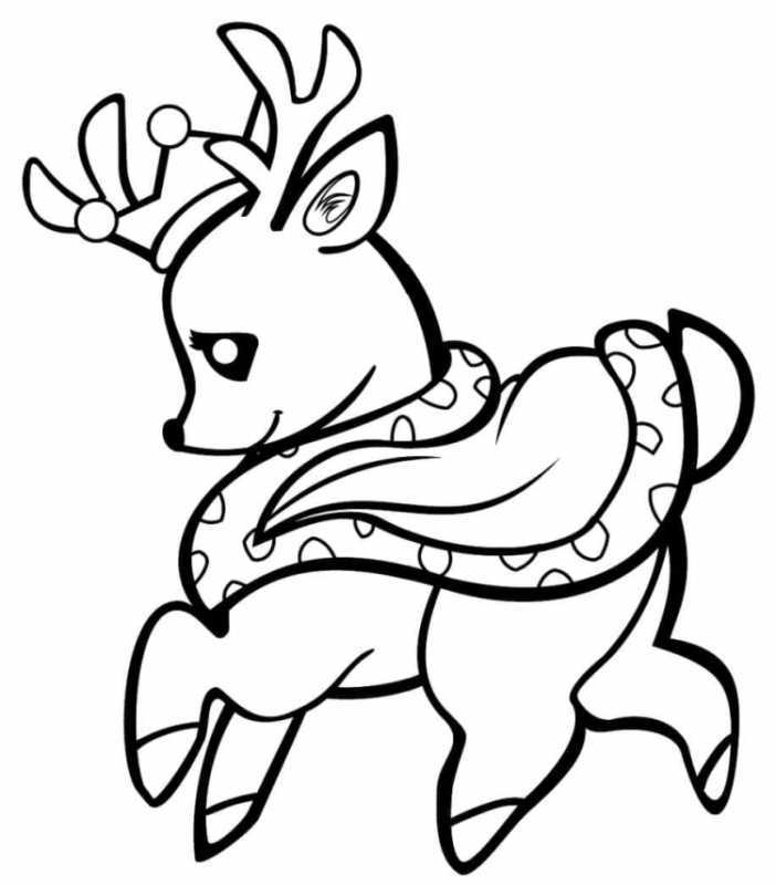 Раскраска олень новогодний