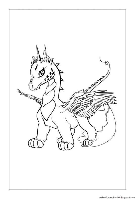 Раскраска дракон цветная