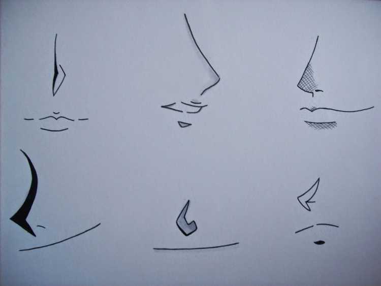 Рисование носа аниме