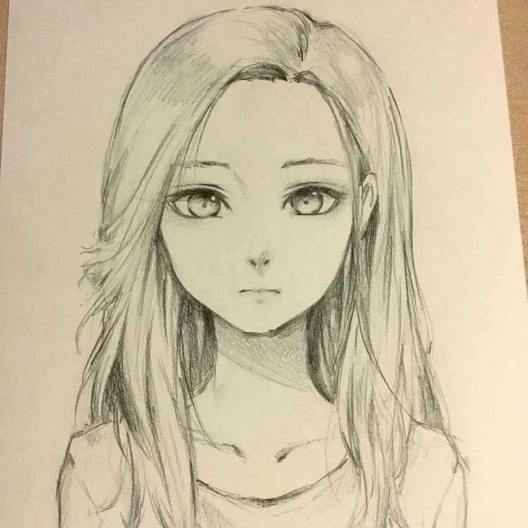 Аниме лицо девушки карандашом