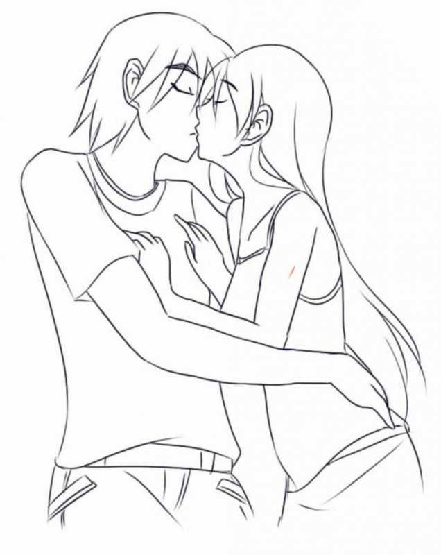 Аниме рисунки карандашом поцелуи