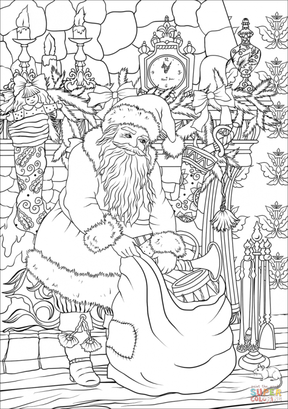 Раскраска новый год дед Мороз для детей 7 лет