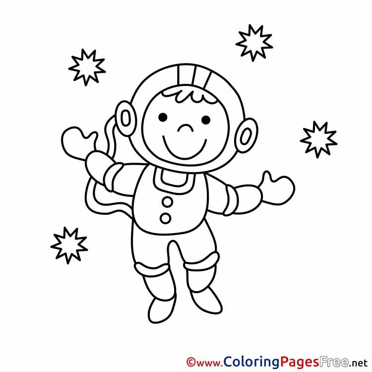 Космонавт раскраска для малышей