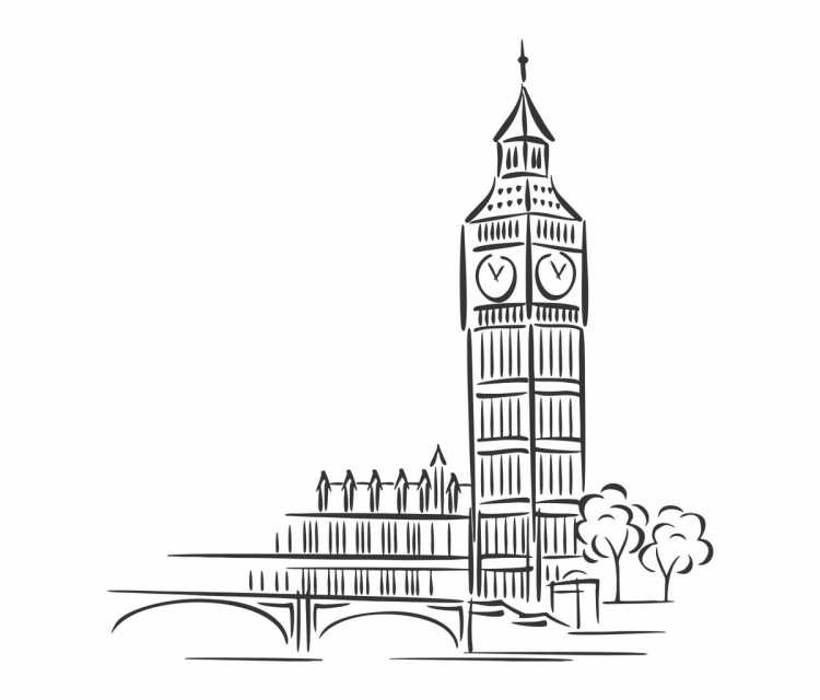 Достопримечательности Англии Биг Бен рисунок
