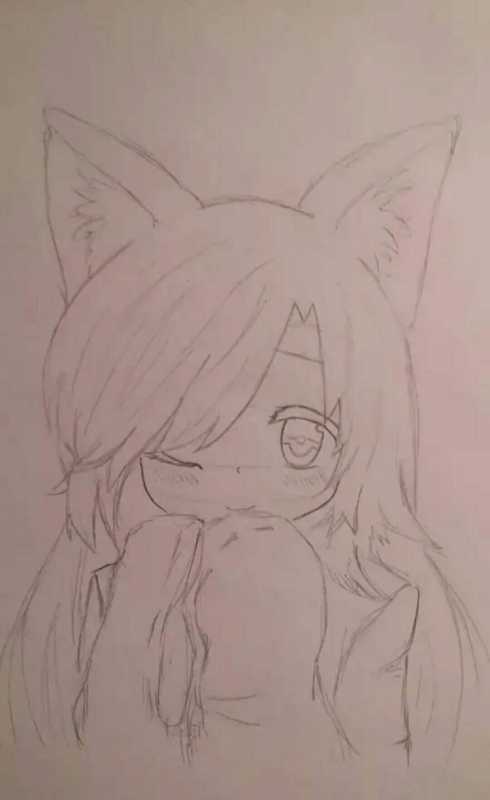 Девушка с кошкой рисунок