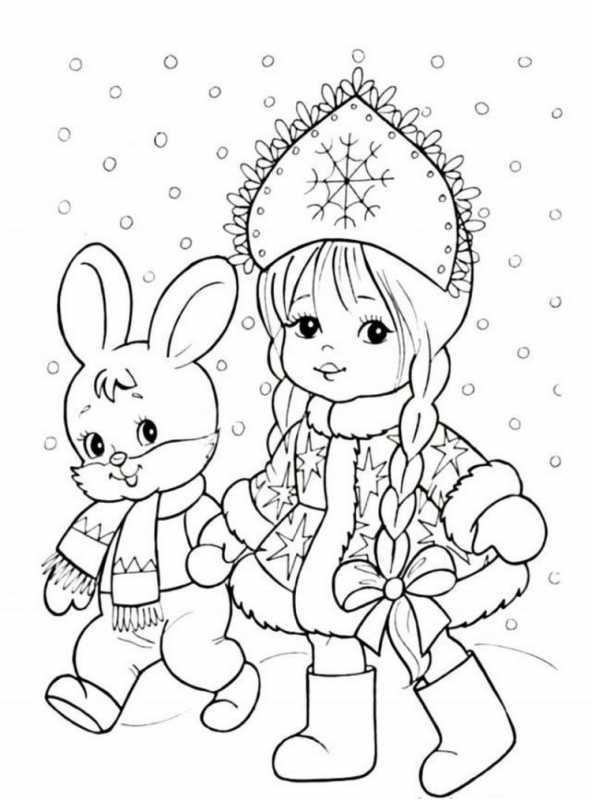 Раскраски для девочек зимние