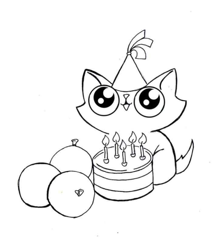 Раскраска тортик на день рождения