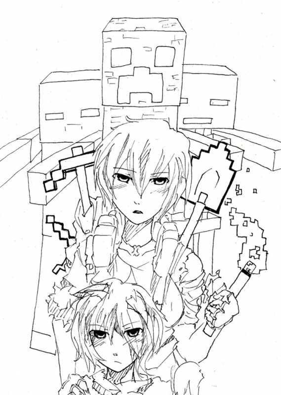 Раскраски аниме майнкрафт
