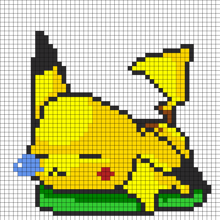 Рисование по клеточкам Пикачу