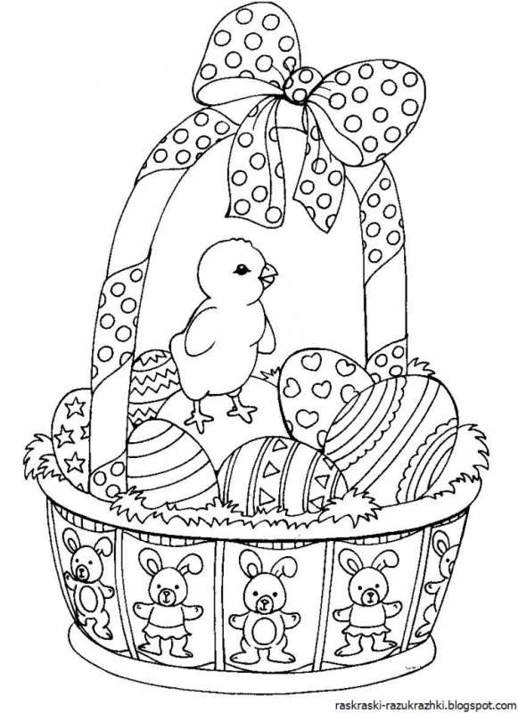 Пасхальная корзинка раскраска