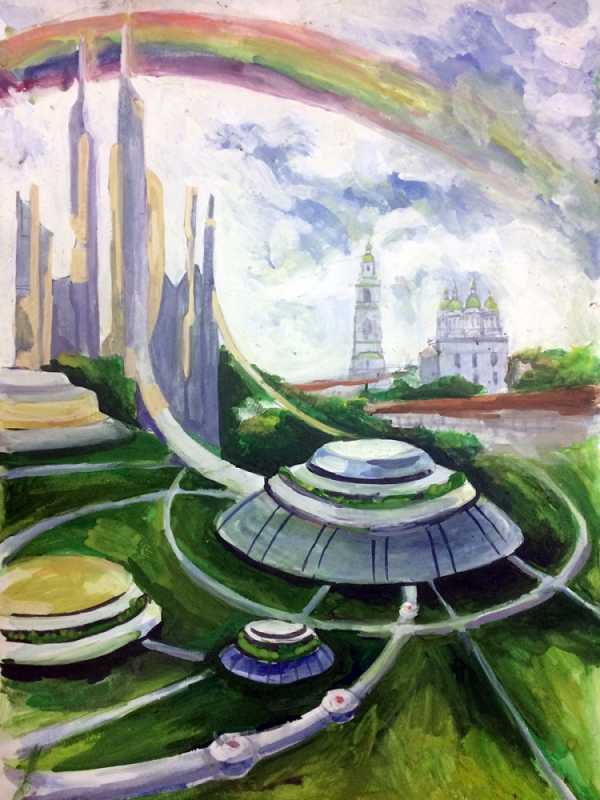 Город будущего рисунок