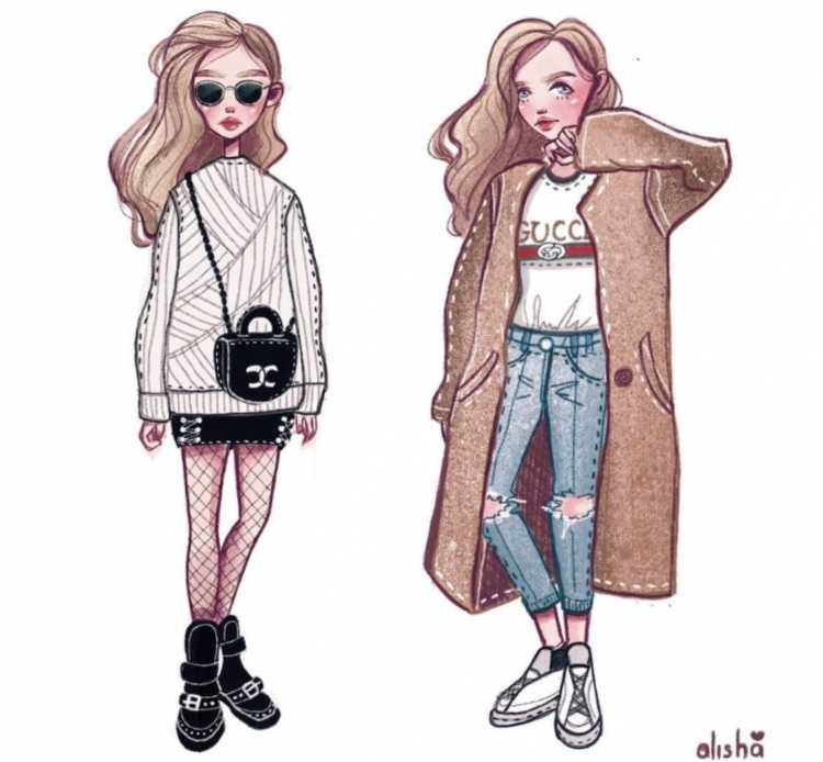 Стильная одежда для рисования девушек