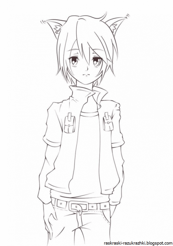 Раскраски аниме мальчики с ушками