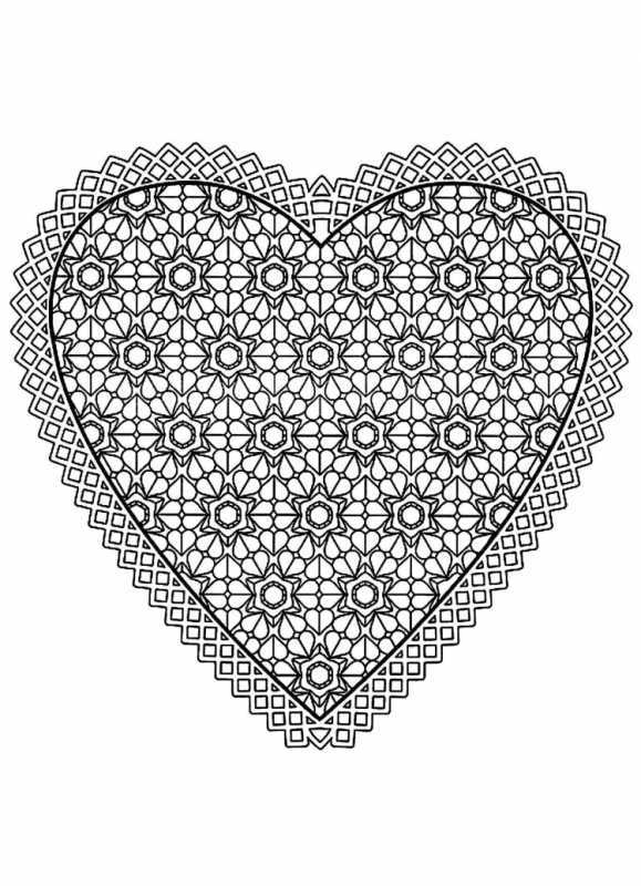 Раскраски украшения с сердечкам