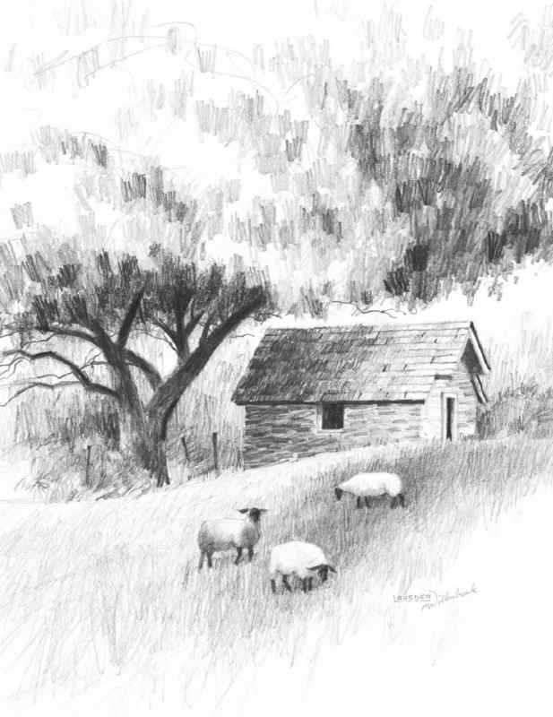 Природа цветными карандашами