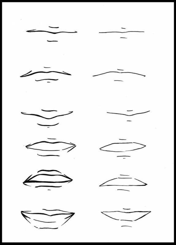 Как рисовать аниме губы парней