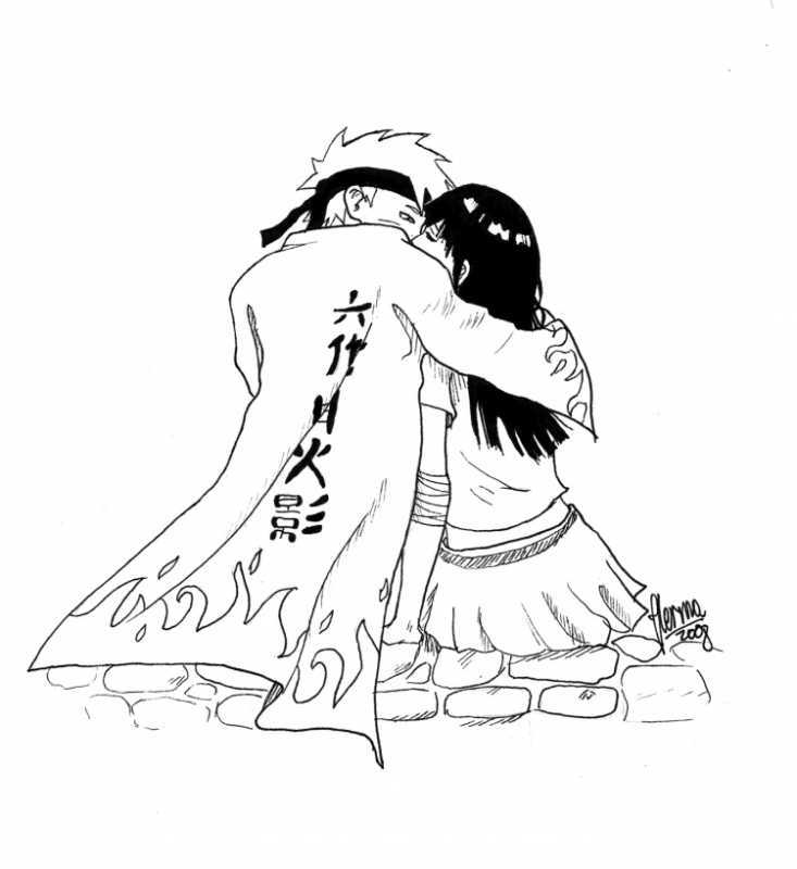 Раскраска Наруто и Хината любовь