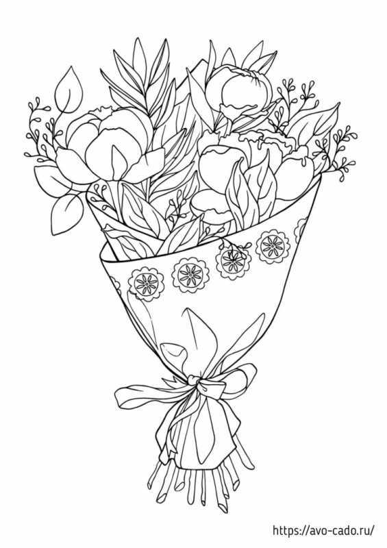 Ваза с цветами раскраска