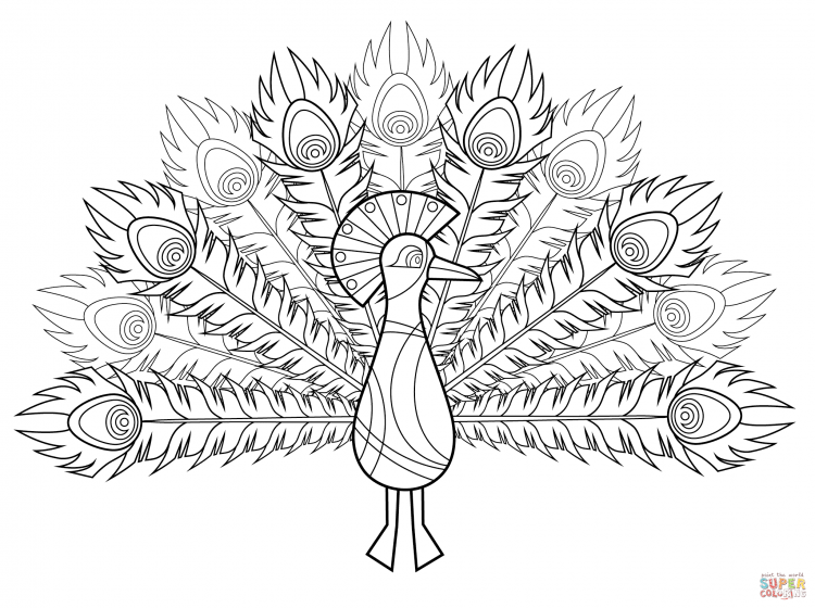 Раскраски красивые Павлины