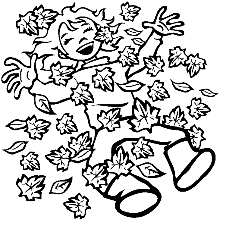 Девочка осень раскраска