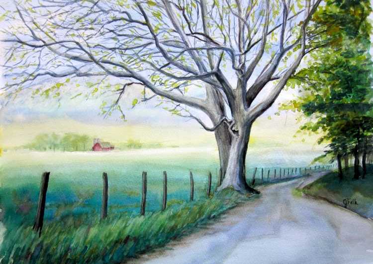 Рисунки цветными карандашами пейзажи