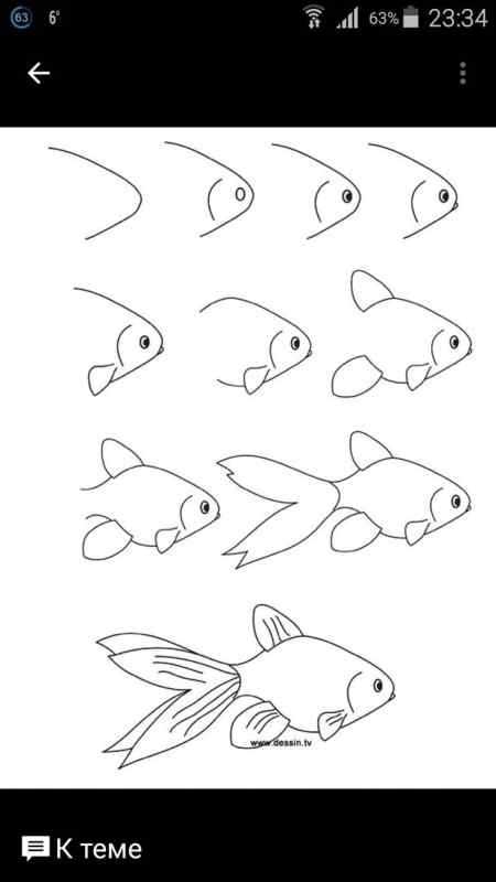 Рисунки для срисовки рыбки