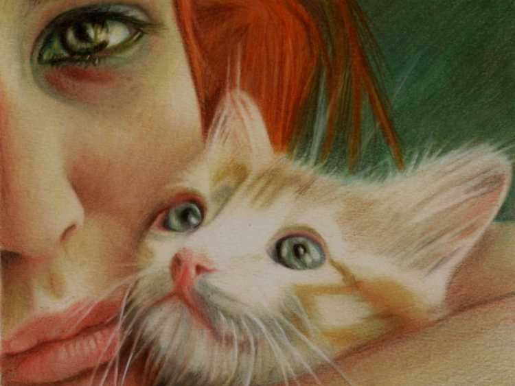 Рыжая девочка с рыжим котом