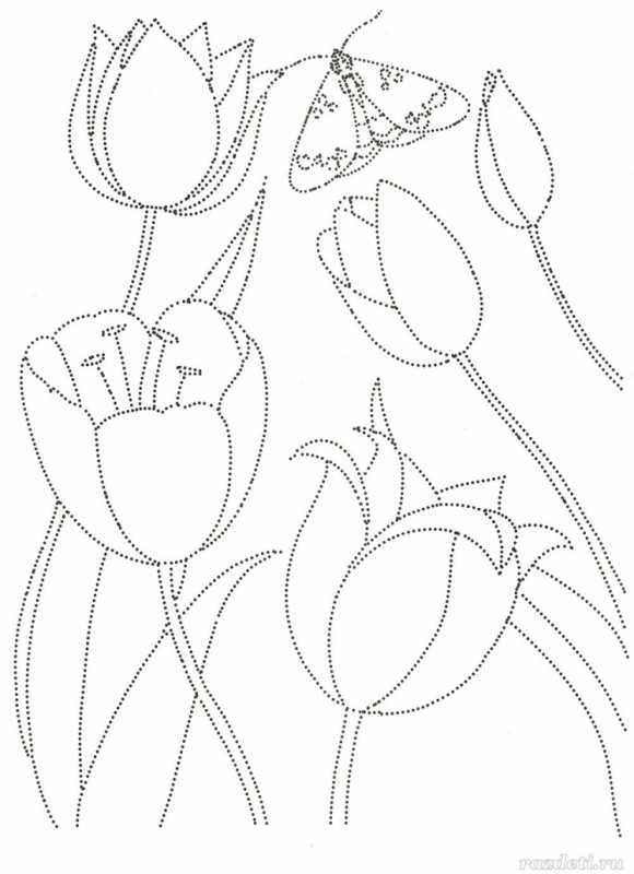 Букет тюльпанов раскраска