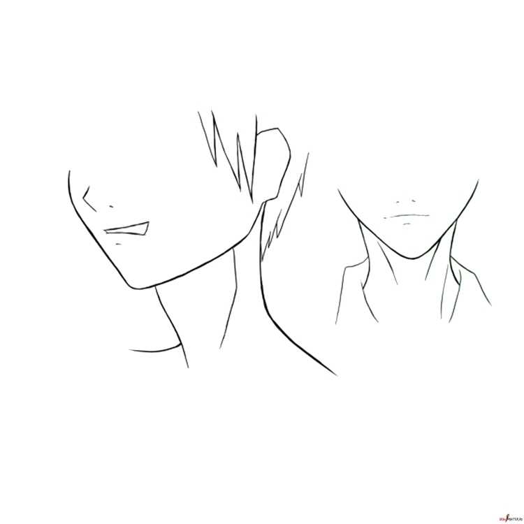 Контур лица для рисования аниме