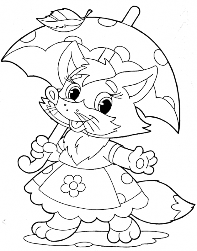 Лисичка разукрашка для детей