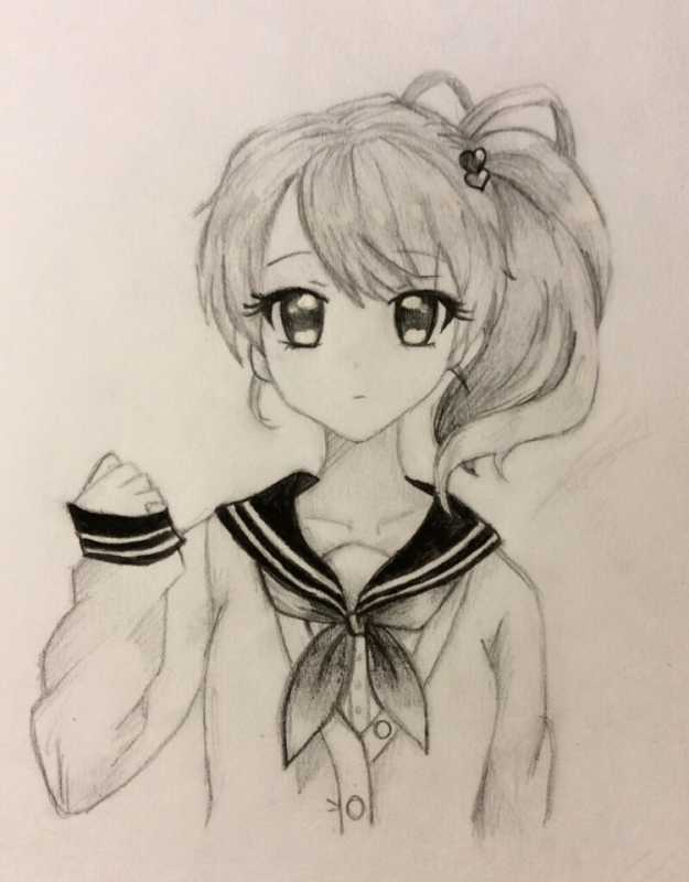 Рисунки аниме девушек карандашом