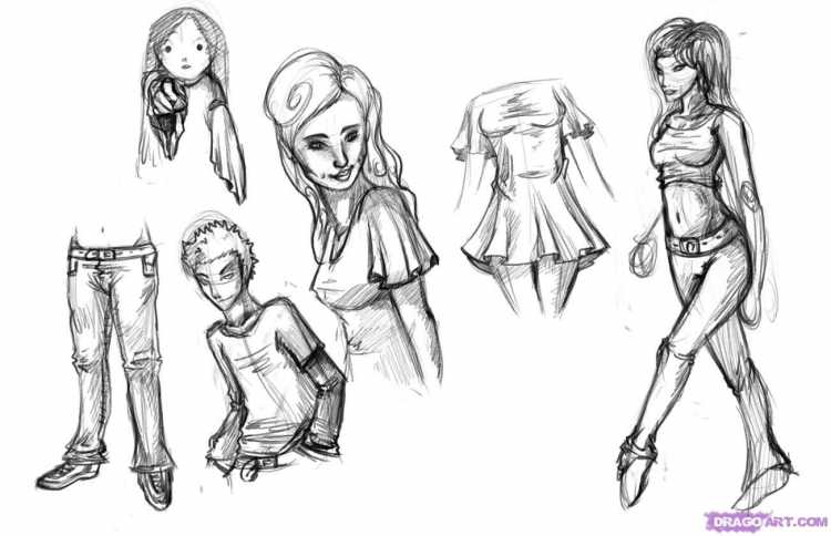 Скетчи персонажей для начинающих