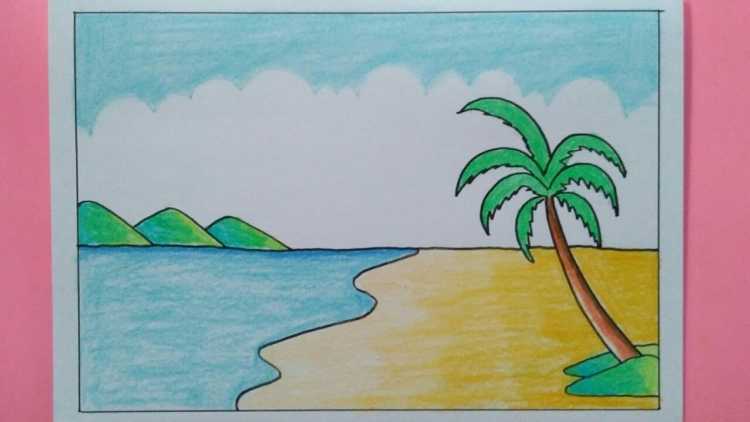 Море карандашом для детей