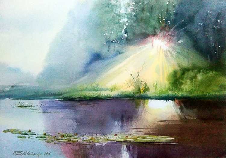 Утро акварель