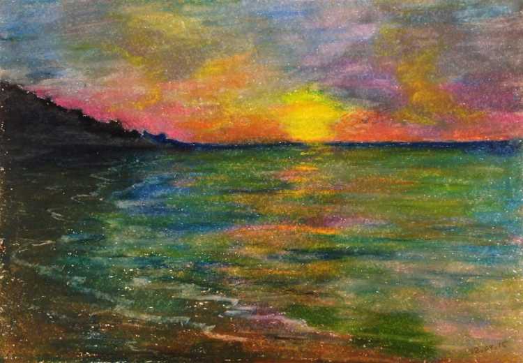 Пейзаж масляной пастелью