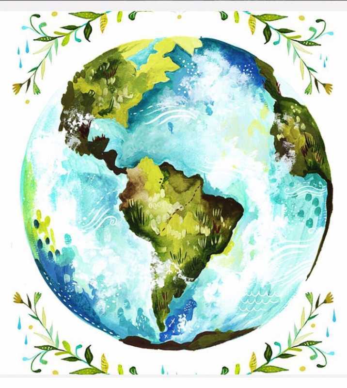 Планета земля акварелью