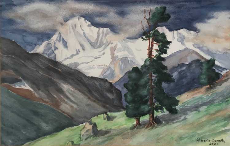 Нарисовать горы акварелью