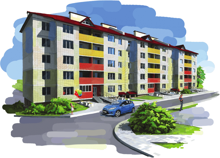 Многоэтажный дом рисунок