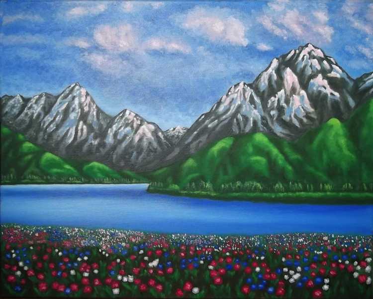 Рисование горного пейзажа