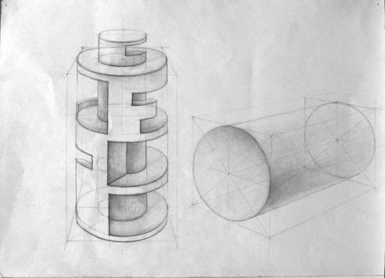 Построение цилиндра в перспективе