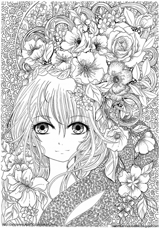 Раскраски аниме в кимоно