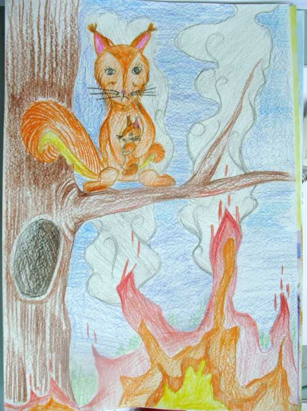 Рисунки про пожар в лесу на конкурс