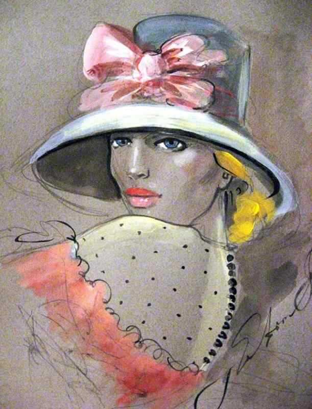 Женщина в шляпе рисунок