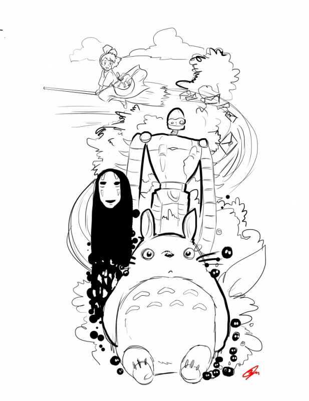 Хаяо Миядзаки Унесенные призраками Наброски